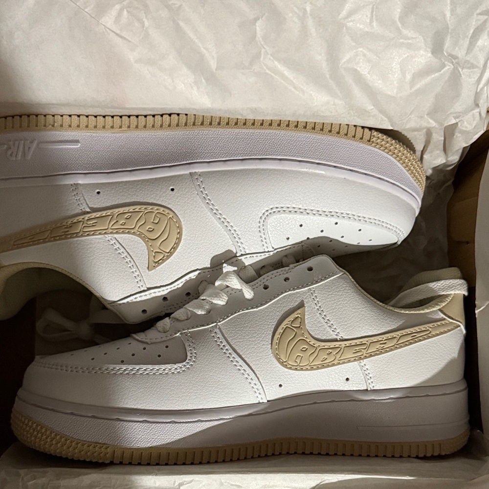 Nike White and Tan Women's Sneakers